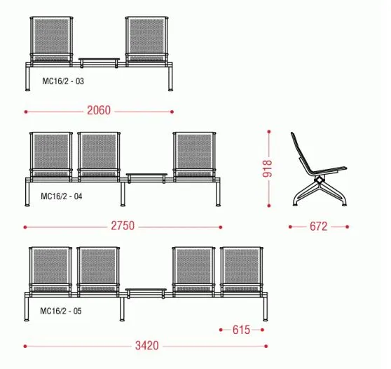 Трехместная секция Aero plus БП со столиком без МЭ фото 2